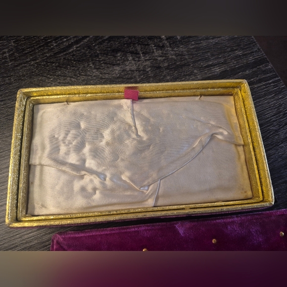 Vintage Lustern Pink Purple Crushed Velvet Jewelry Box EMPTY - Picture 12 of 12